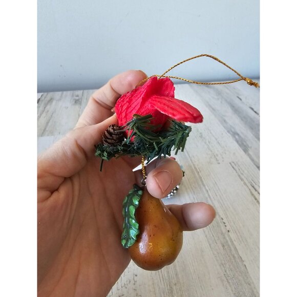 Cardinal bird ornament acorn pear set vintage nest unique birdhouse wooden - Picture 7 of 14